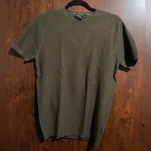 Army Green Textured Short Sleeve Shirt